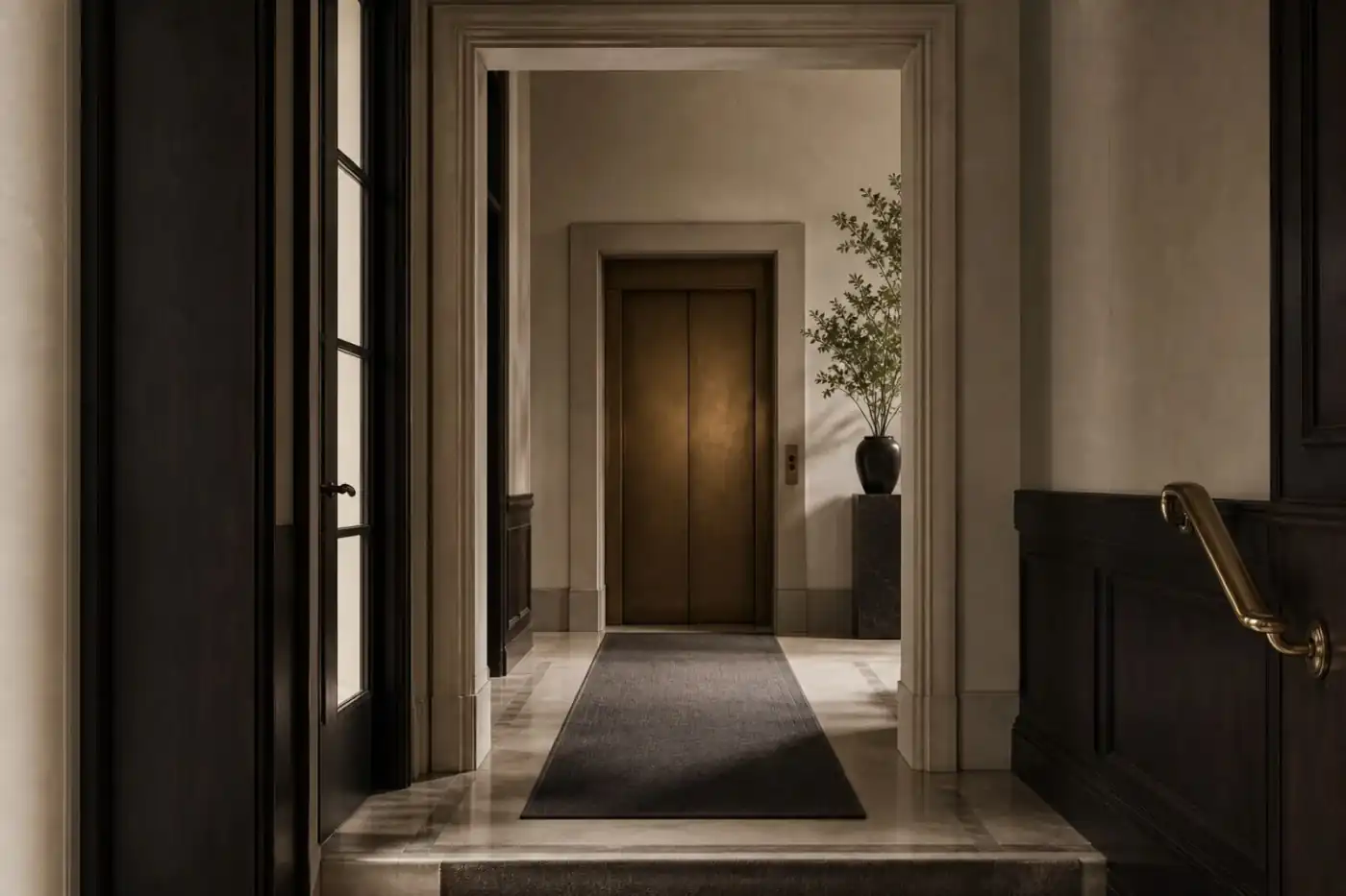 A New York residential lobby detail.